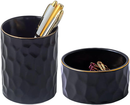 Ceramic Aesthetic Pen Holder for Desk Cute White Pencil Holder Cup Pot Desk Organizer Office Supplies - Stylish Office Decor, Makeup Brush Holder,Toothbrush Holder (White)