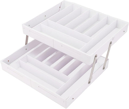 Extra Large and High Drawer Organizer, 2 Tier Smart Expandable Desk Organizer, Multi Level Junk Drawer Organizer for Makeup, Jewelry, Desk, Office Drawers (Gray)