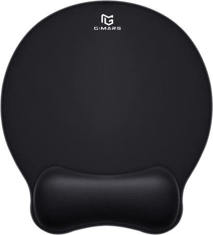 Gimars Elongate Smooth Lycra Fabric Ergonomic Mouse Pad Wrist Support, Gel Memory Foam Cushion Set Keyboard Wrist Rest Support, Pain Relieve for Computer, Laptop, Office, School, Home, Gaming, Black