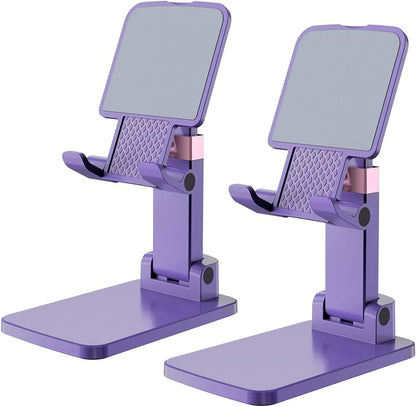 Phone Stand for Desk Cellphone Holder Height Angle Adjustable Stands, Anti-Slip Base, Compact Design for iPhone Android Devices,Black,1Pack
