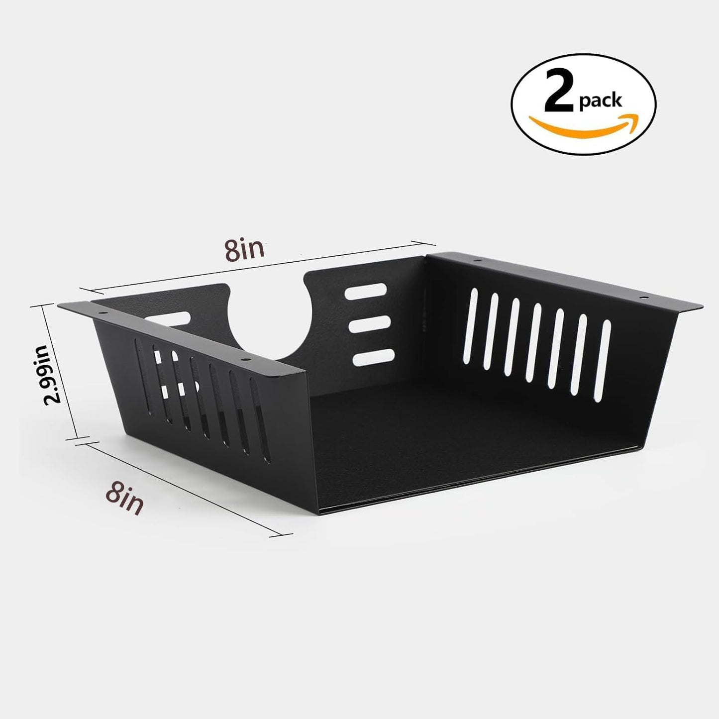 2 Pack Under Desk Shelf - Under Desk Storage Shelf Metals,Under Desk Organizer - Black Under Shelf Storage for Office Tables & Workstations（11 Inch）