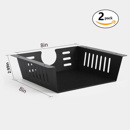 2 Pack Under Desk Shelf - Under Desk Storage Shelf Metals,Under Desk Organizer - Black Under Shelf Storage for Office Tables & Workstations（11 Inch）