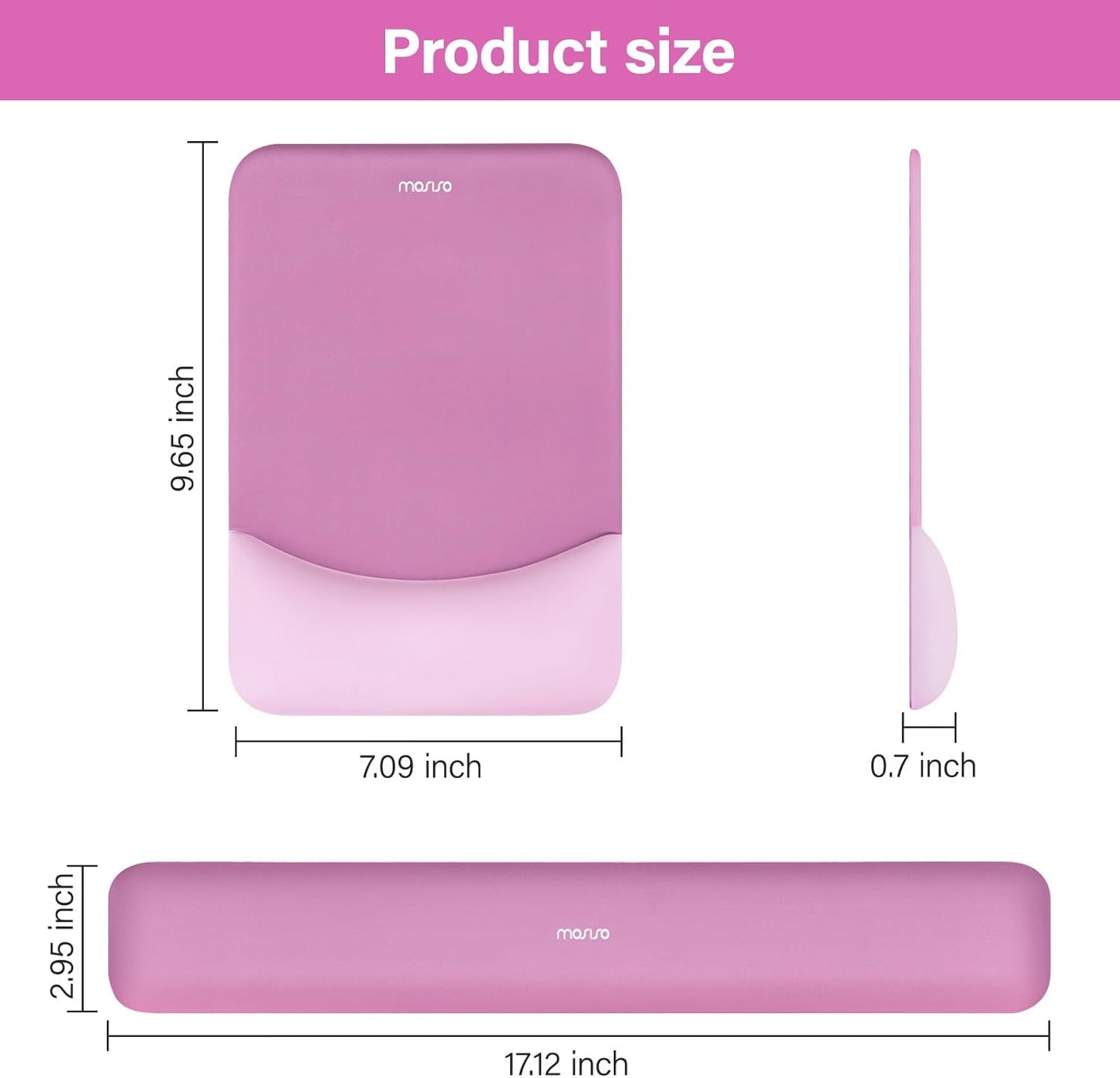 MOSISO Wrist Rest Support for Mouse Pad&Keyboard Set, Rectangular Ergonomic Mousepad Non-Slip Base Home/Office Pain Relief&Easy Typing Pad with Neoprene Cloth&Raised Silicone Lining, Green