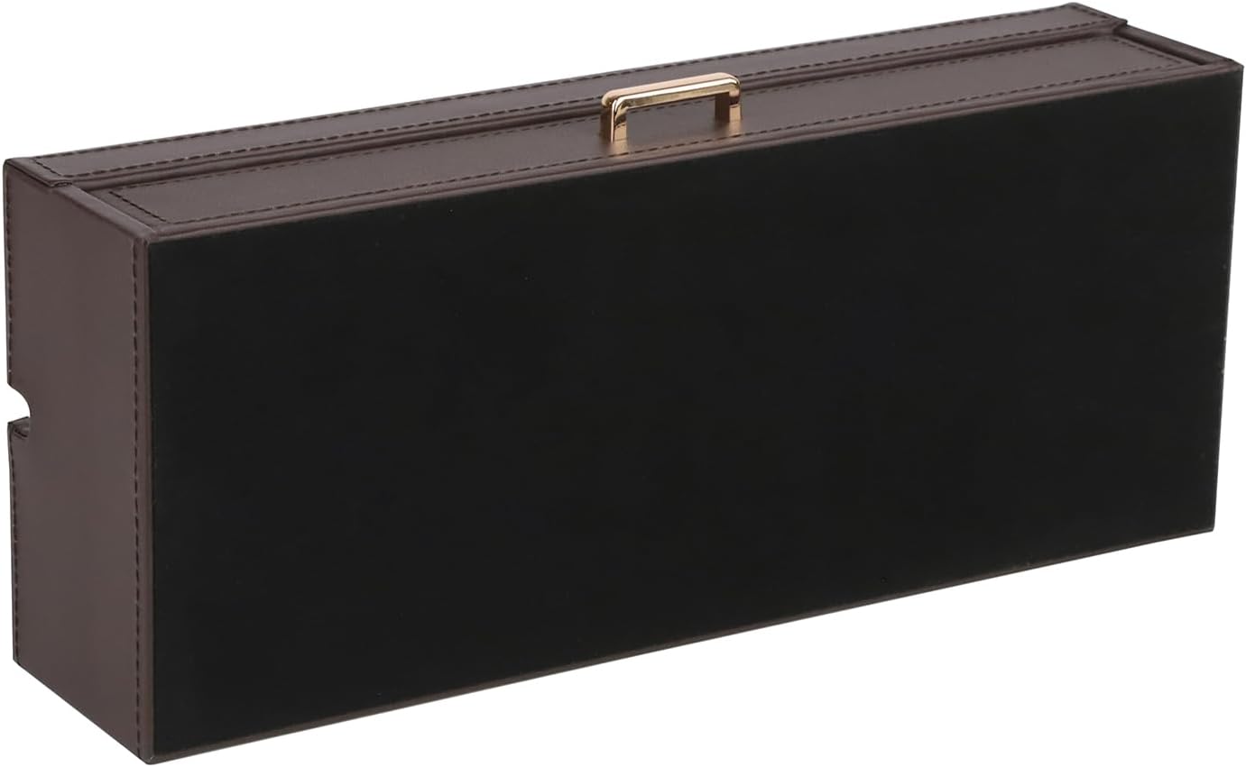 HofferRuffer Valet Jewelry Tray Organizer with Drawer, Faux Leather Storage Catchall Box Phone Charging Station Tray with Dresser Nightstand Desktop Drawer Organizer (Black)