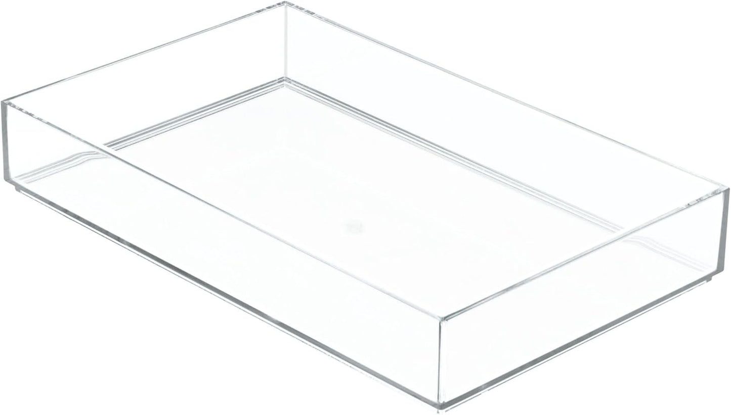iDesign Clarity Plastic Drawer Organizer, Storage Container for Kitchen Gadgets, Corks, Sticky-Notes, Clips in Pantry, Cabinets, Countertops, 4" x 4" x 2" - Clear,X-Small