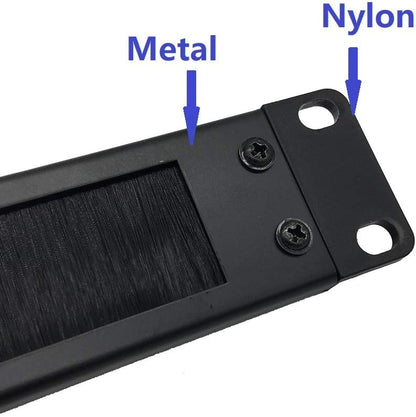 Jingchengmei 1U Disassembled Rack Mount Cable Management Panel with Brush for Cable Entry for 19-Inch Rack or Cabinet Black (BF01UAB2)