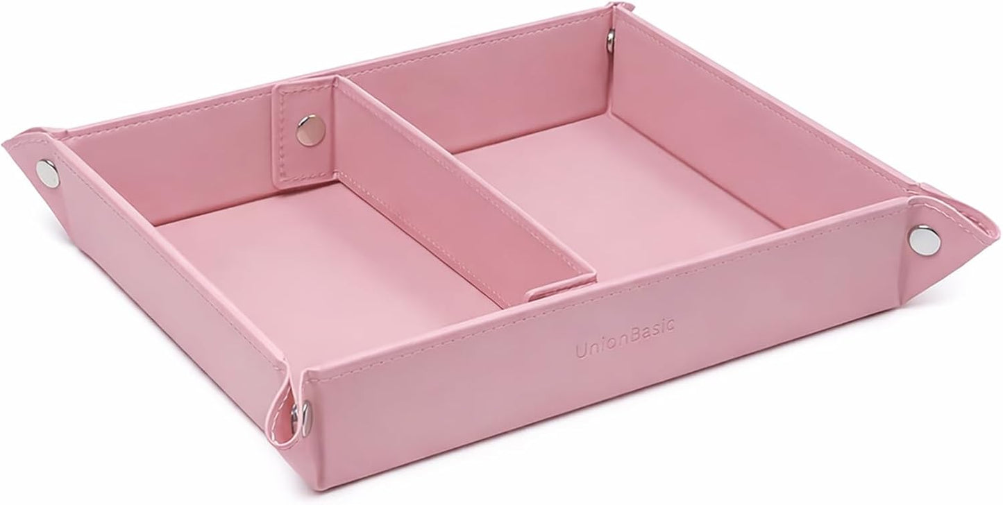 UnionBasic Medium Valet Tray, Jewelry Tray for Rings Watches Earrings, Entryway Catchall Caddy for Coins Keys Change, Nightstand Bedside Valet Holder, Trays for Electronic Gadgets, Candy Pink Plus - Colors B
