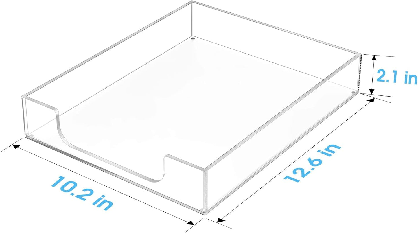 MaxGear Acrylic Letter Tray, Clear Desk Organizer for Papers, Documents, Magazines, Folders, Notebooks, and Stationery – Multi-Function File Tray and Desktop Organizer for Office, Home, and Workspace