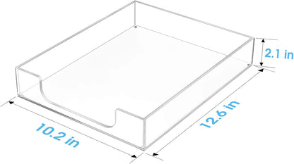 MaxGear Acrylic Letter Tray, Clear Desk Organizer for Papers, Documents, Magazines, Folders, Notebooks, and Stationery – Multi-Function File Tray and Desktop Organizer for Office, Home, and Workspace