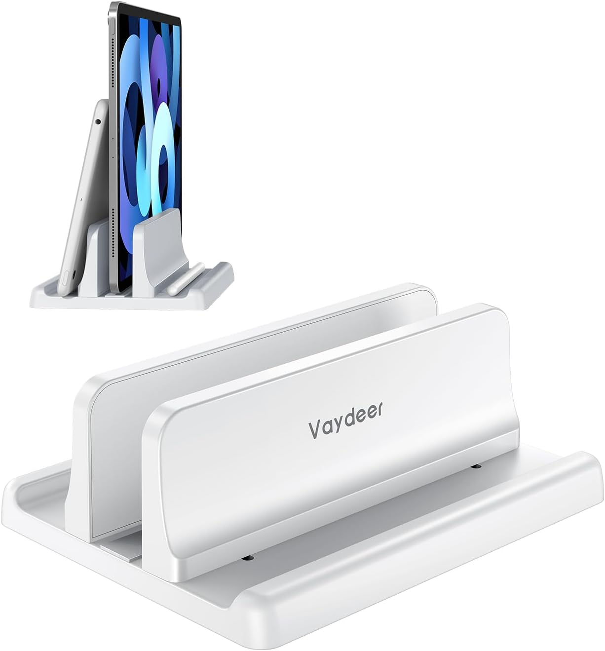 Vaydeer Vertical Laptop Stand Holder Organizer Plastic Adjustable Desktop Notebook Dock Space-Saving 3 in 1 for All MacBook Pro Air,Mac,HP,Dell,Microsoft Surface,Lenovo,up to 17.3 inches (Black)