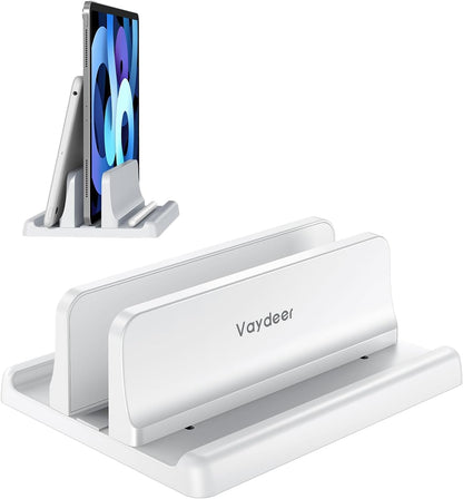 Vaydeer Vertical Laptop Stand Holder Organizer Plastic Adjustable Desktop Notebook Dock Space-Saving 3 in 1 for All MacBook Pro Air,Mac,HP,Dell,Microsoft Surface,Lenovo,up to 17.3 inches (Black)