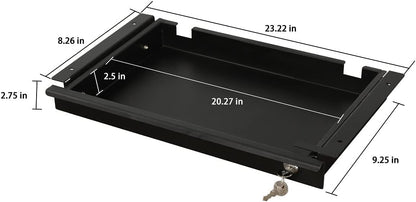 Pull-Out Desk Drawer - Office Storage Organizer Mounts Easily, Space-Saving Slide-Out Drawer for Under Desk (23.22 in Internal Width)