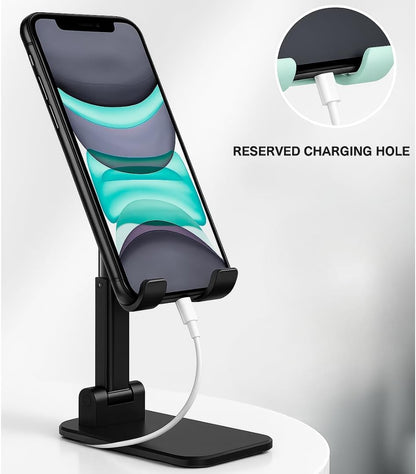 Premium Adjustable Cell Phone Stand, Foldable Desk Phone Holder for iPhone 16 15 14 13 12 11 Pro Max, Galaxy S25 S24 (White)