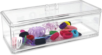 Isaac Jacobs Clear Acrylic Rectangular Stackable Storage Organizer with Lid, Drawer Tray, Multi-Functional Tray, Bathroom, Kitchen, Home, Office, Desk, Drawers