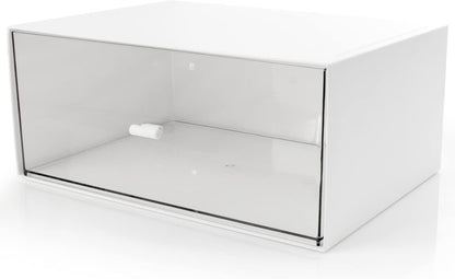Desk Organizer with Drawers Stackable Storage Drawers, Plastic Compact Desk Storage Box Great for Office School Home Small Space- 1drawers (White)