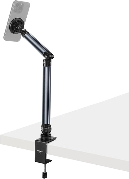 NEEWER Basics Cell Phone Stand for Desk, Adjustable Phone Holder Clamp with Weighted Metal Base, Office Table Phone Mount Compatible with iPhone 16 15 Pro Max Plus Samsung for Video Recording, ST006