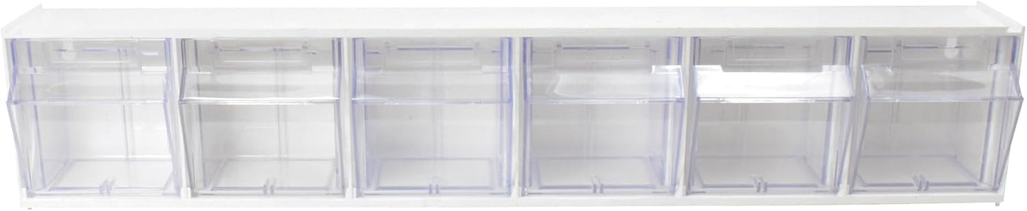 Deflecto Interlocking Tilt Bin, 9 Bin Unit, Clear and White, 23-5/8” x 3-5/16” x 2-5/8” (20903OP)