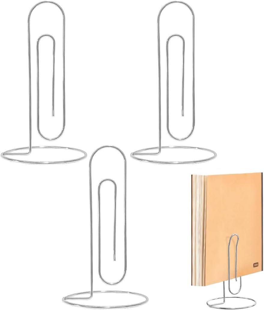 4 Pack Large Paper Clip Memo Holder for Desk,Letter Holder,Paper Stand for Desk,Letter & Bill Storage,Mail Organizer Office Accessories Desktop Message Office Decor