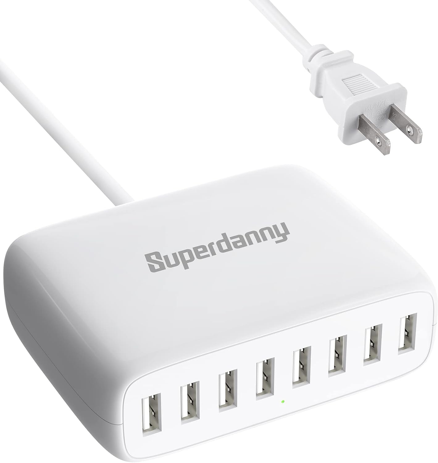 USB Charger Station, SUPERDANNY 8-Port Desktop Charging Station for Multiple Devices, Compatible with iPhone 11/X/Xs/Max/XR/SE/8/Plus, iPad Pro/Air/Mini, AirPods, Galaxy S10 Note, LG, and More, Black