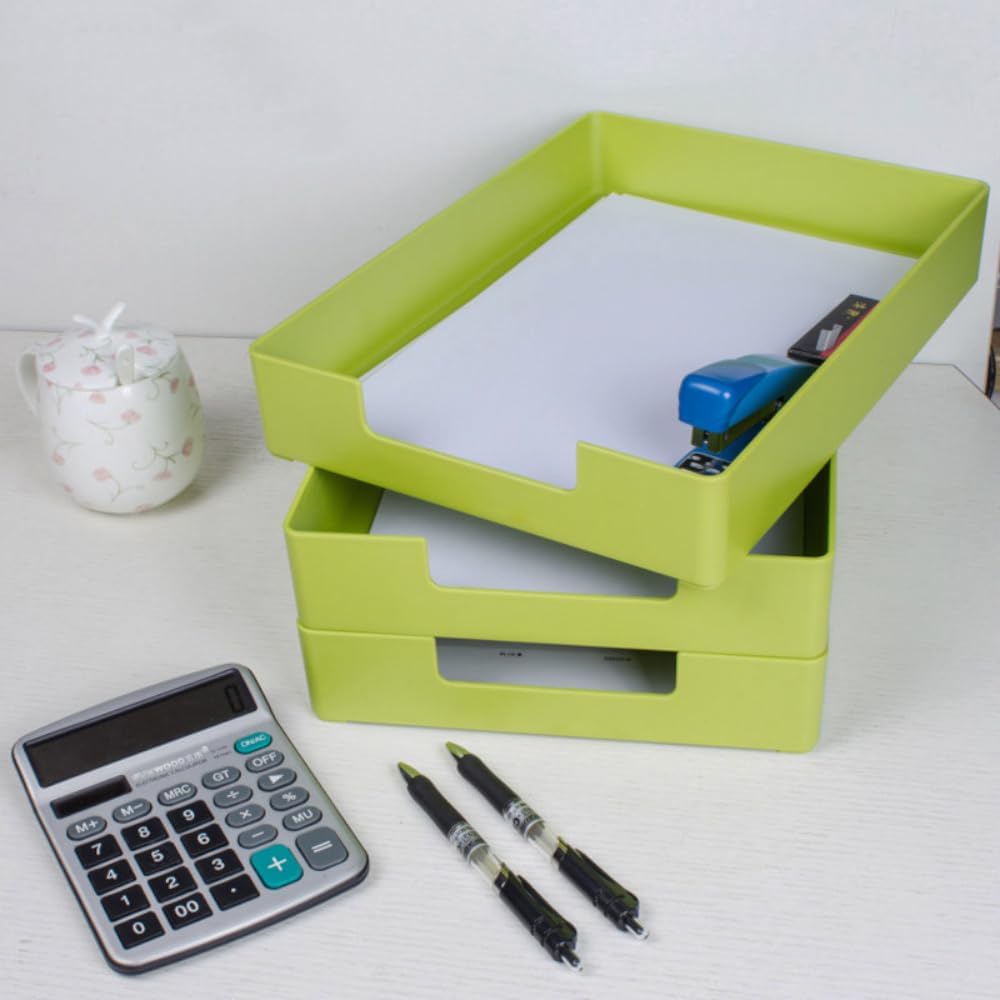 Letter-Size Tray, Desk Drawer Organizer, A4 Plastic Paper Tray, Plastic Paper Holder File Organizer for Office, School, Home Storage (Off-White)