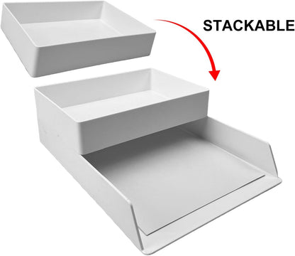 Amazon Basics Rectangular Plastic Desk Organizer with Storage Trays, Accessory Tray for Office Supplies and Pen Holder, 9.4 x 6.7 x 2 inch, Black