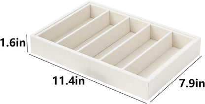 Bedside Organizer - Multi-use Nightstand & Desk-top Catchall Tray for Jewelry, Sunglasses, Phone, Watch, Perfume, Lipstick (Beige 3Grid)