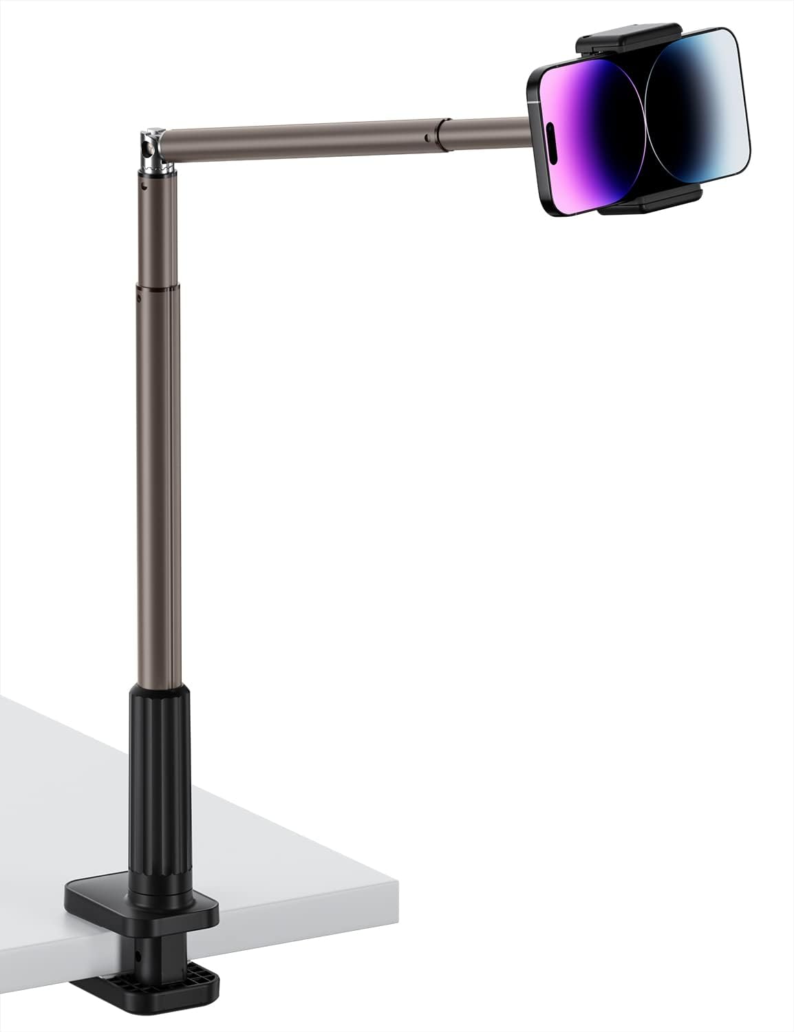Viozon Phone Holder, Flexible Long Arm,Overhead Mount,360° Angle Adjustable,Aluminum Alloy, C Clamp for Headboard Bedside&Table&Desk,Compatible with 3.5"-6.9" Phone,iPhone 16 15 Plus/Pro Max W