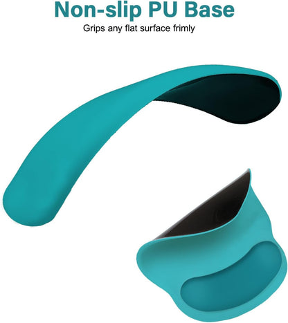 MOSISO Wrist Rest Support for Mouse Pad&Keyboard Set, Circle Curved Ergonomic Mousepad&Coaster Non-Slip Base Home/Office Pain Relief&Easy Typing Pad with Soft Cloth&Silicone Lining, Antique Green