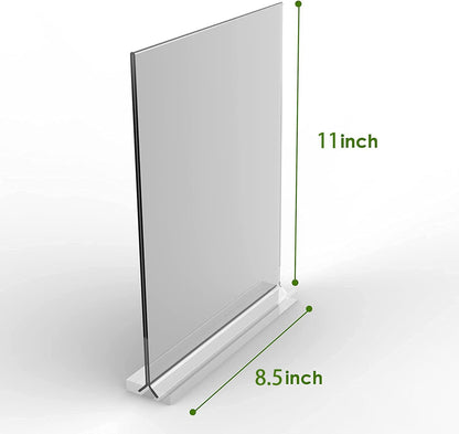 KOOLDE Acrylic Sign Holder 8.5x11 Inches 2 Pack T Shape Desktop Display Stand Vertical Double Sided Clear Table Menu Flyer Holder for Restaurants, Office, Shop, Wedding