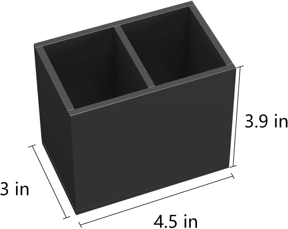 NIUBEE Acrylic Pen Holder 4 Compartments, Clear Pencil Organizer Cup for Countertop Desk Accessory Storage