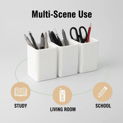 3 Pack Aesthetic Pen Holder for Desk-Sturdy Plastic Pencil Holder - Stylish Makeup Brushes Cup for Women Girls - Cute and Functional Desk Organizer for Office Supplies - Modern Office Decor Pen Cup