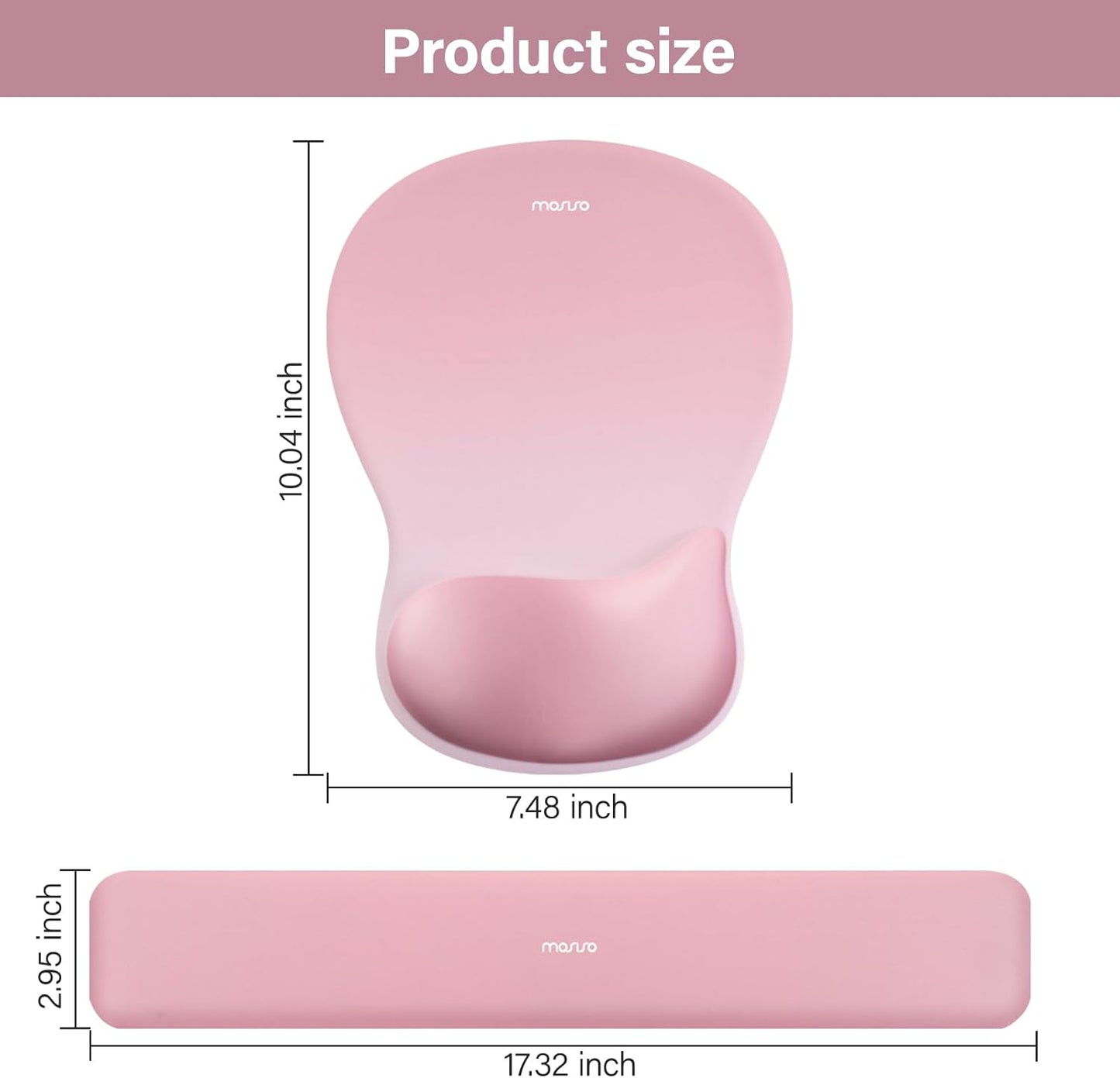 MOSISO Wrist Rest Support for Mouse Pad&Keyboard Set, Ergonomic Mousepad with Concave Curved Memory Foam, Non-Slip Base Pain Relief Comfortable Rectangular Easy Typing Pad for Home/Office, Brown