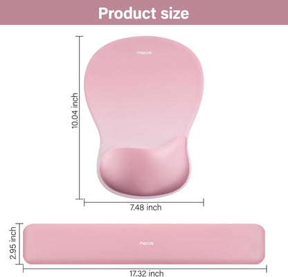 MOSISO Wrist Rest Support for Mouse Pad&Keyboard Set, Ergonomic Mousepad with Concave Curved Memory Foam, Non-Slip Base Pain Relief Comfortable Rectangular Easy Typing Pad for Home/Office, Brown