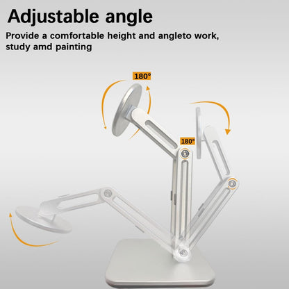 Magnetic Phone Stand for Desk, Heightened Adjustable Foldable, Compatible with iPhone 16/15/14/13/12 All Series/Mag-Safe Case (Silver)