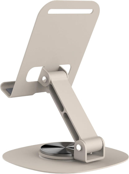 Adjustable Cell Phone Stand,360 Rotating Foldable Desktop Cellphone Stand with Anti-Slip Base Portable Phone Holder for iPhone 16 15 14 13 Pro Max, All Smart Phones, iPad (Wood)