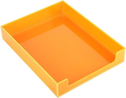 Paper Tray Acrylic File Organizer for Desk Letter Tray Desk Organizer Document Holder Sorter Storage for A4 Office Supplies Magazines, 13.8x10.6x2.4 Inches, Neon Pink