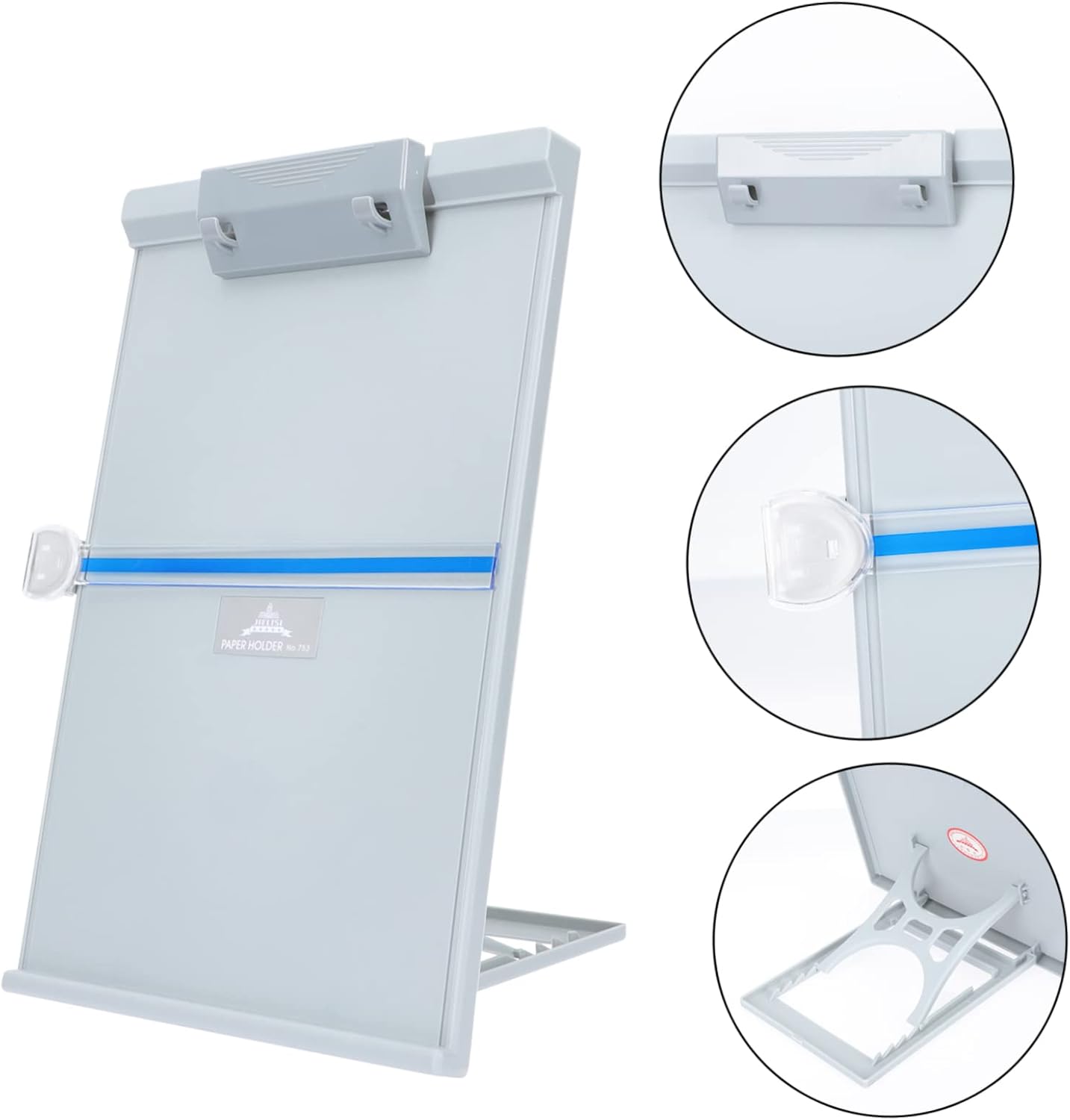 OSALADI Adjustable Desktop Paper Stand Document Holder Reading Stand with Removable Ruler Lightweight Plastic Office Organizer for Comfortable Neck Support