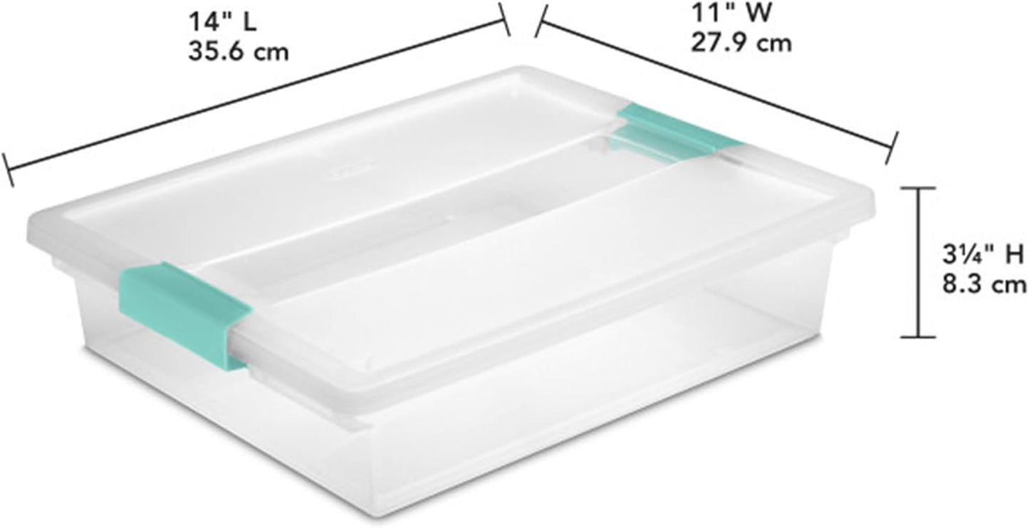 Sterilite 6-Pack Clip Box, Stackable Clear Plastic Bins with Latching Lids, Small - Writing, Arts or Crafts Supplies Storage Containers for Home, Office, Classroom and Workshop Organization