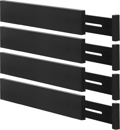 Bamboo Drawer Dividers,17-22" Adjustable Kitchen Drawer Organizer for Clothes,4 Pack Expandable Drawer Organization Separators for Bedroom,Bathroom,Dresser and Office,Natural