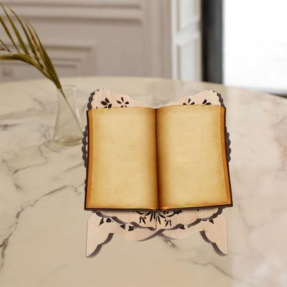 2Pcs Quran Holder Book Stand Wooden Carved Prayer Book Display Holder for Bible Magazine Cookbook