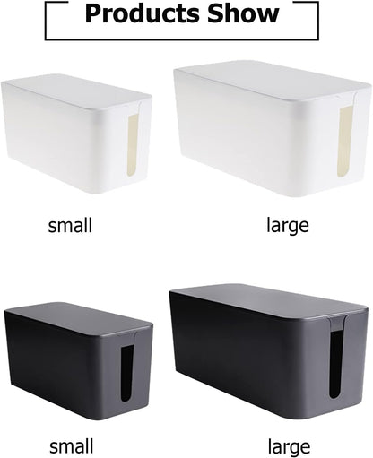 Cable Management Box,Cord Organizer Box for Home and Office System to Cover and Hide & Power Strips & Cords,Surge Protector (Small, Black)