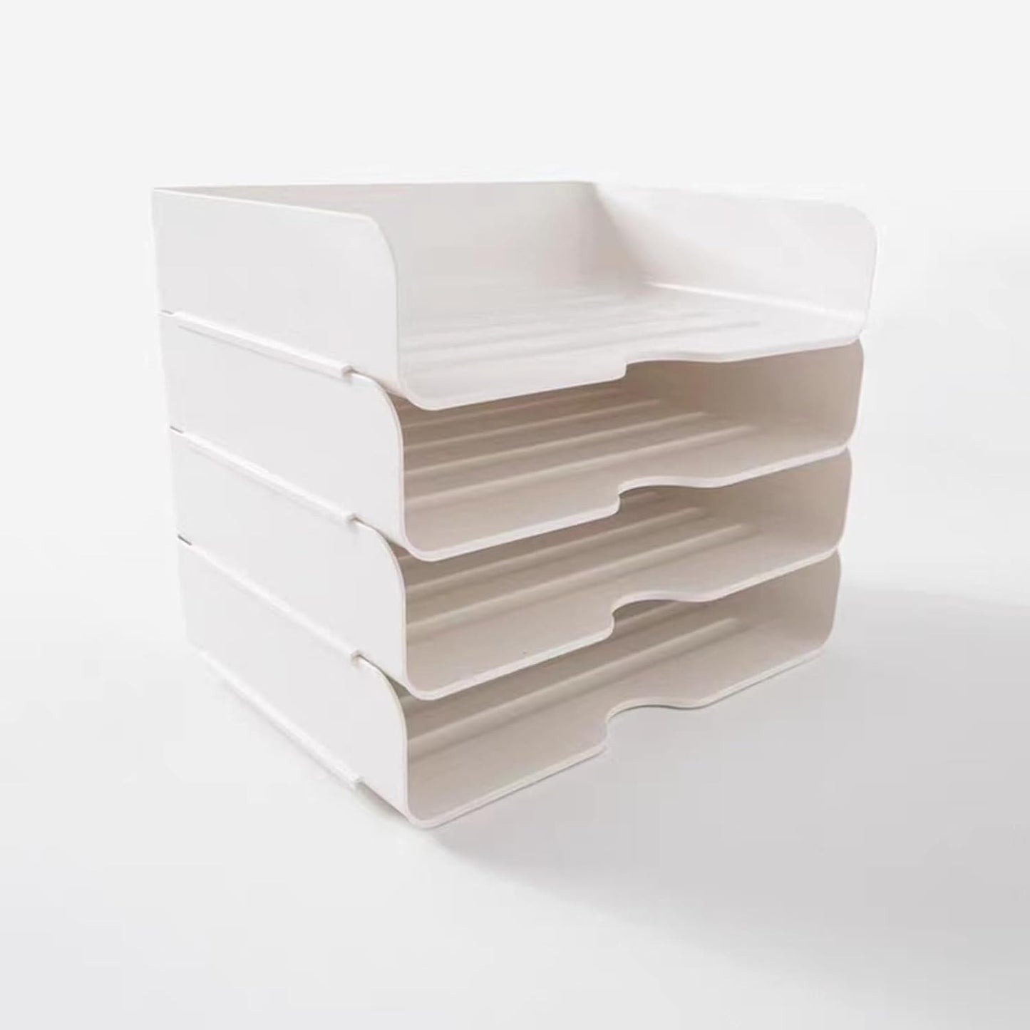 Clear Stackable Paper Trays 4 Pack, PET Letter Tray Desk Organizer, Desktop Organizers and Storage for Books, Magazines, Folders, A4 Size File Paper, Office Supplies