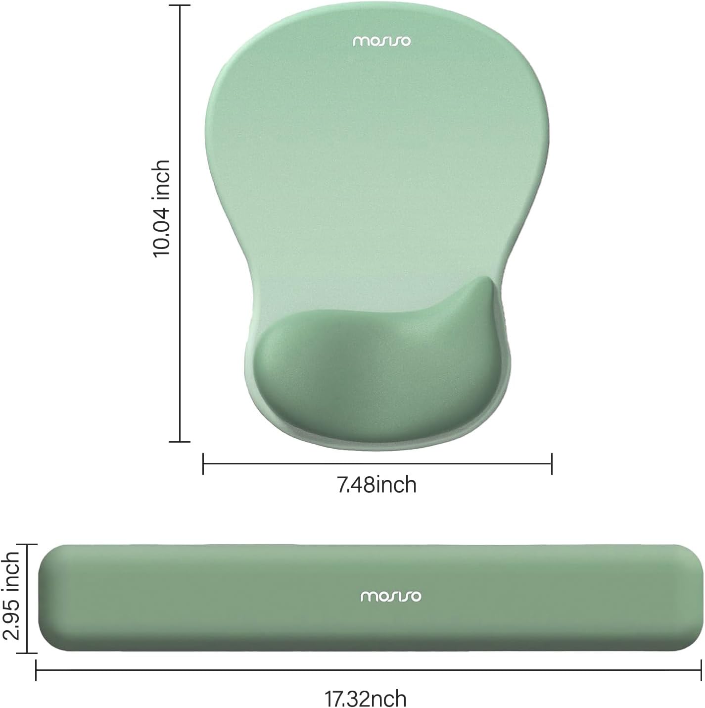 MOSISO Wrist Rest Support for Mouse Pad&Keyboard Set, Ergonomic Mousepad with Concave Curved Memory Foam, Non-Slip Base Pain Relief Comfortable Rectangular Easy Typing Pad for Home/Office, Brown