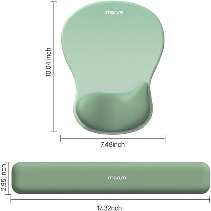 MOSISO Wrist Rest Support for Mouse Pad&Keyboard Set, Ergonomic Mousepad with Concave Curved Memory Foam, Non-Slip Base Pain Relief Comfortable Rectangular Easy Typing Pad for Home/Office, Brown