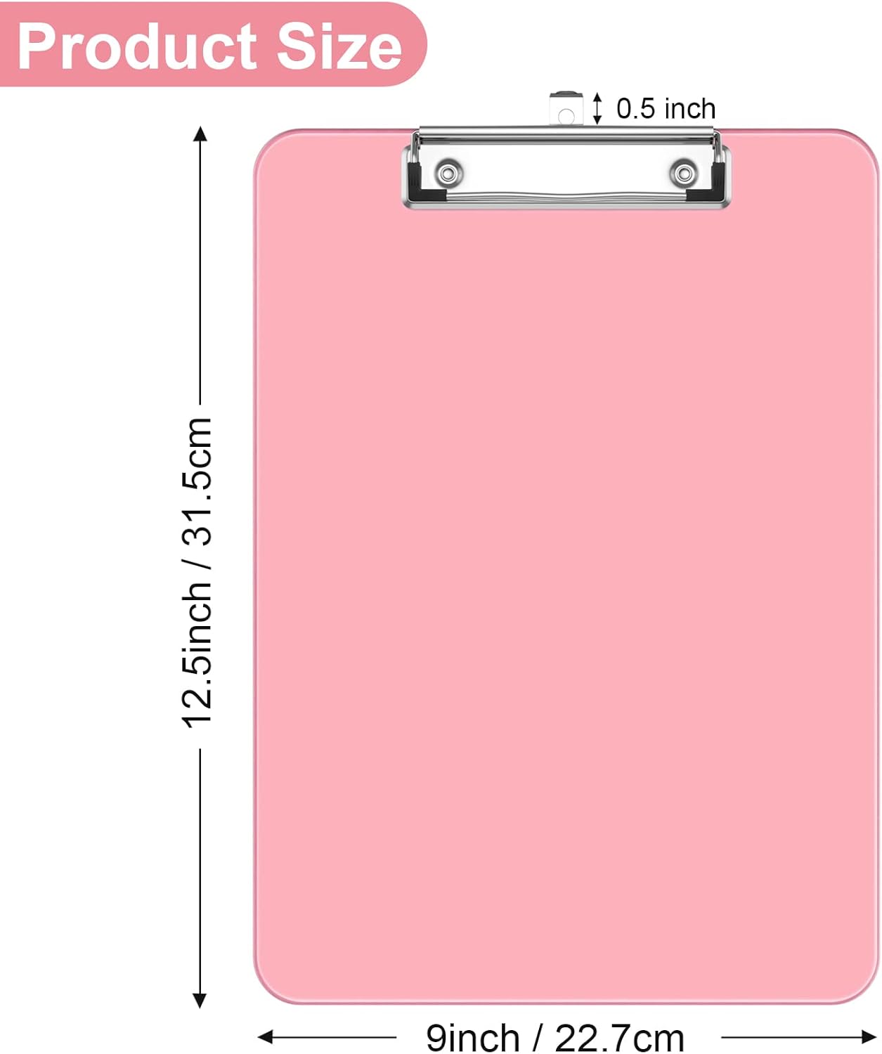 Rimilak 8.5 x 11 Plastic Clipboards Set of 2, Low Profile Metal Clip, Translucent Board, 12.5 x 9 in Letter Size, Office Supply, Back to School, Purple
