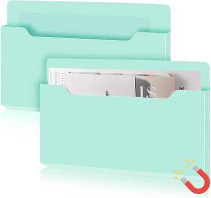 Feifeiya 2 Pcs Magnetic File Folder Wall Hanging Holder Large Pocket Paper Magazine Mail Organizer for Refrigerator Classroom Locker Whiteboard(Vertical,Purple Color,12.2 x 9.4 Inches)