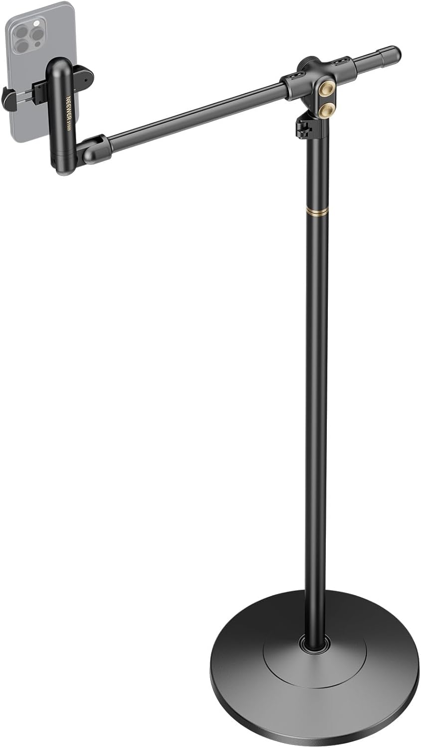 NEEWER Basics Cell Phone Stand for Desk, Adjustable Phone Holder Clamp with Weighted Metal Base, Office Table Phone Mount Compatible with iPhone 16 15 Pro Max Plus Samsung for Video Recording, ST006