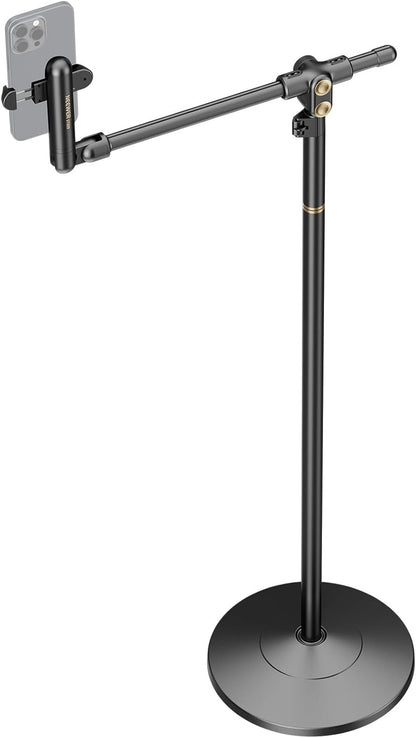 NEEWER Basics Cell Phone Stand for Desk, Adjustable Phone Holder Clamp with Weighted Metal Base, Office Table Phone Mount Compatible with iPhone 16 15 Pro Max Plus Samsung for Video Recording, ST006