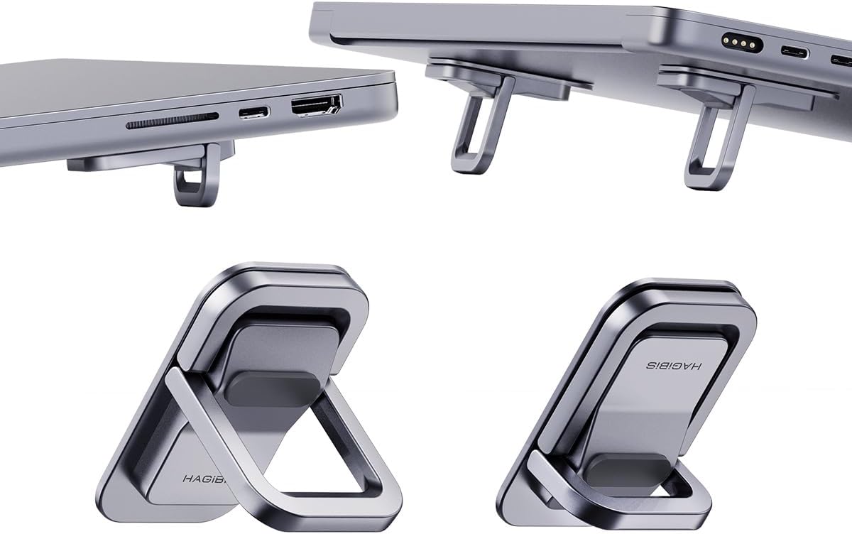 Hagibis Laptop Stand Adjustable Height for Desk, Portable Invisible Laptop Riser, Ergonomic Mount Keyboard Kickstands Aluminum Cooling Pad for MacBook Pro Air, Tablet Laptop (Grey)