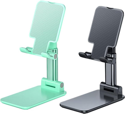 Phone Stand for Desk, 2 Pack MT-6 Desk Cellphone Holder for Office Universal Smart Foldable & Height Adjustable Compatible Under 8” Device, Black